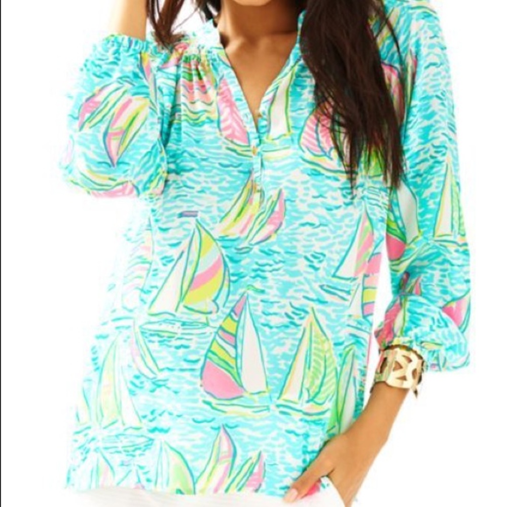 Lilly Pulitzer Elsa Top You Gotta Regatta Print